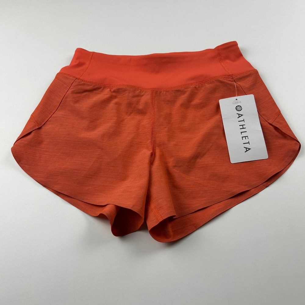 Athleta Women's Run‎ With It Textured 3.5" Shorts Orange Size XXS NWT